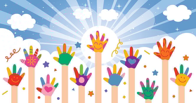 Colorful Painted Hands Of Little Children vector