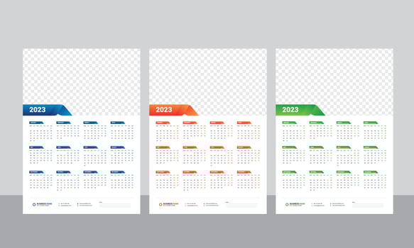 Wall Calendar 2023 - One Page Calendar - Single Page Calendar - 12 months Calendar vector