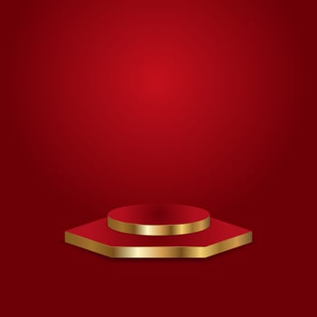 red podium with golden edge vector
