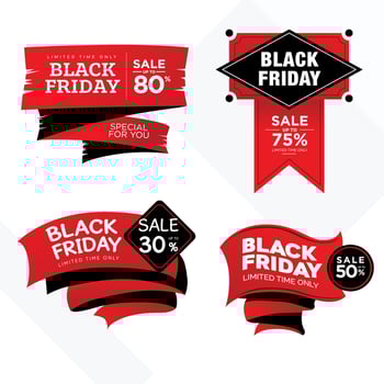 Black Friday Promotion Badge with Various Design Red Black Colors vector