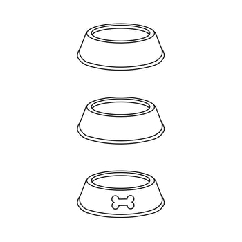 Set of pet bowls in line style. Vector illustration on white background