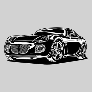 Black and White view car vector illustration for conceptual design