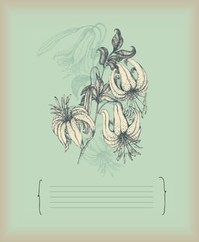 Vintage flower drawing vector