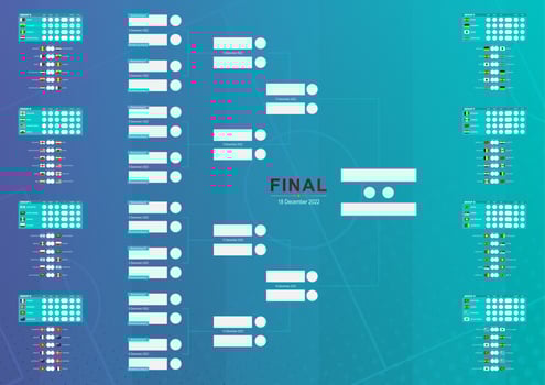 Championship match schedule on football background. Soccer Final tournament participants flags. vector