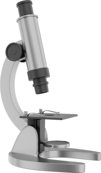 Realistic gray microscope. 3D rendering. PNG Icon on transparent background