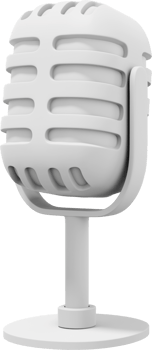 Retro Microphone. Minimalist cartoon.  White PNG isolated icon on transparent background. 3D rendering.