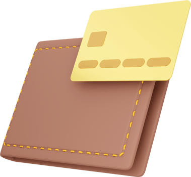 Wallet with credit card. PNG icon on transparent background.
