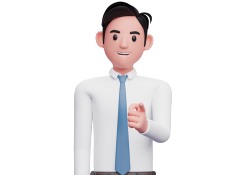 handsome man in white shirt Pointing to the camera, 3D illustration of smart boy pointing camera png