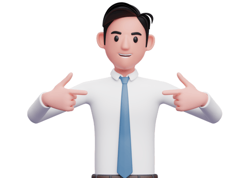 smart boy in white shirt pointing self, 3D illustration of man in white shirt pointing self png