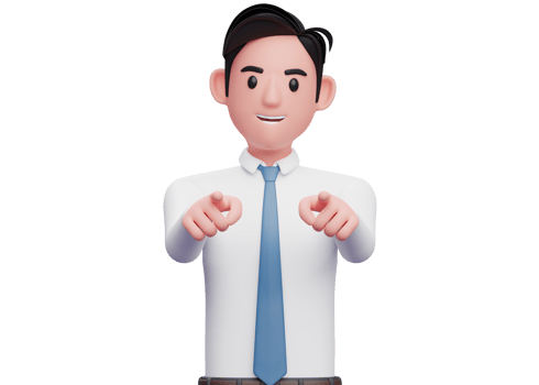 portrait of a businessman in a white shirt pointing to the camera with both hand, 3d illustration of a businessman pointing camera with both index finger png