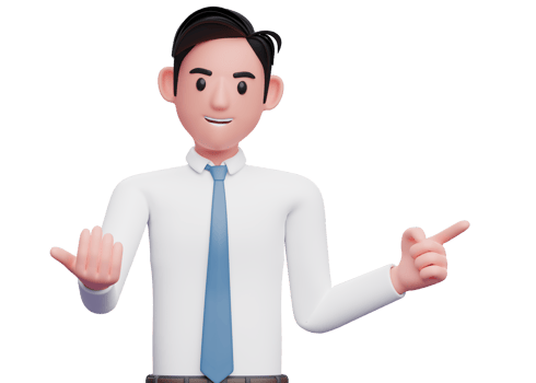 businessman in white doing come here gesture and pointing to the side, 3d illustration of a businessman pointing and inviting to join png