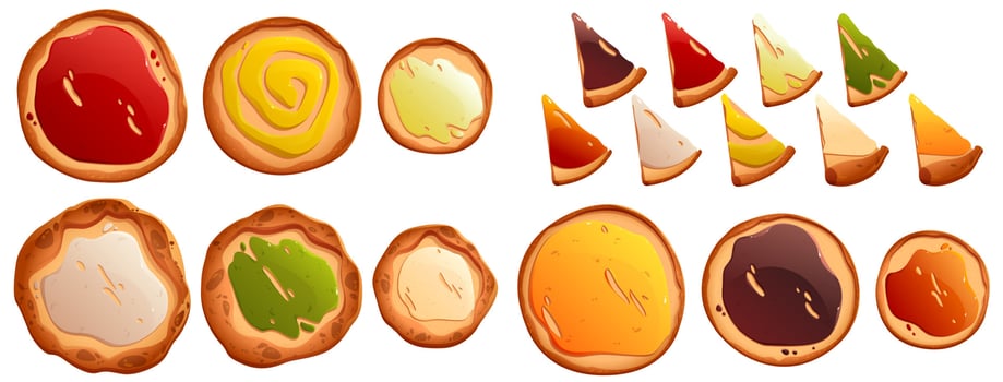 Pizza constructor with base or toppings vector set