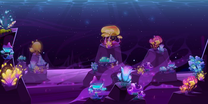 Underwater background with fantasy sea plants vector