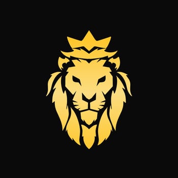 Illustration vector graphic of logo template head face lion king golden color