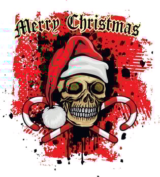 Xmas sign with skull, grunge vintage design t shirts vector