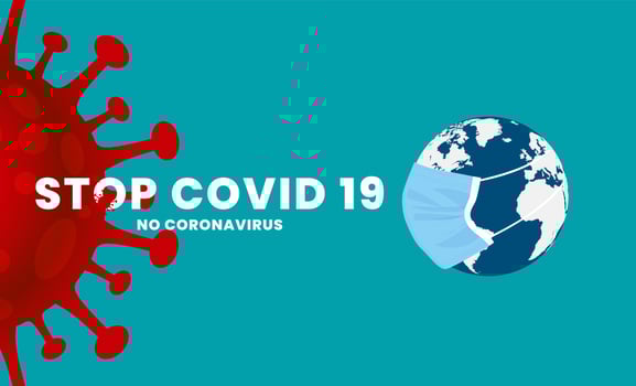 Stop COVID-19 Earth mask vector