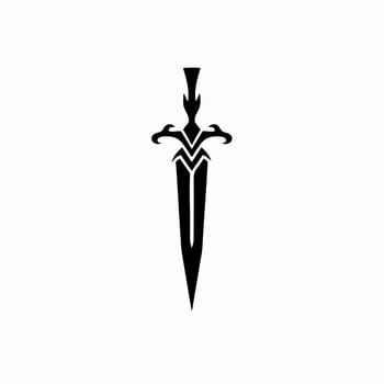 Dagger Symbol Logo. Tattoo Design. Stencil Vector Illustration