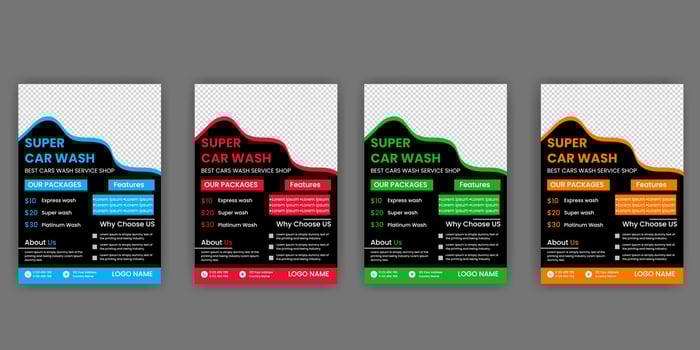 modern car wash car detailing and rental flyer free download vector
