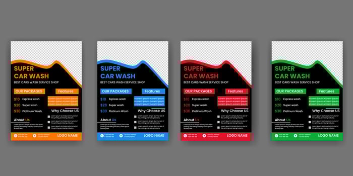 modern car wash car detailing and rental flyer free download vector