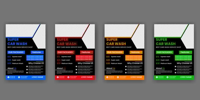 modern car wash car detailing and rental flyer free download vector
