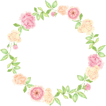 watercolor beautiful English rose flower bouquet wreath with gold frame png