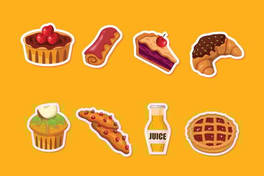 Cartoon Bakery Stickers vector