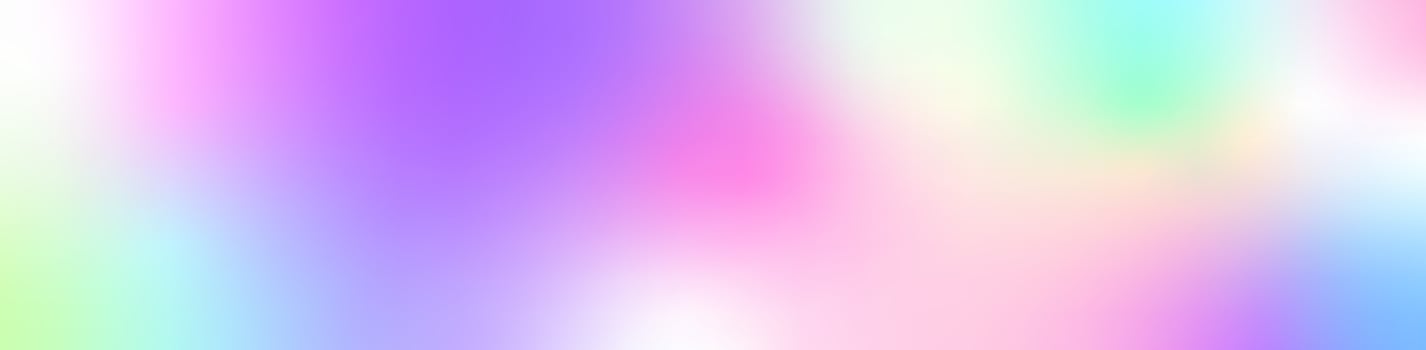 Horizontal blurred background in purple color. Multicolor gradient pastel purple, pink and green. Vector illustration of futuristic flowing spots.