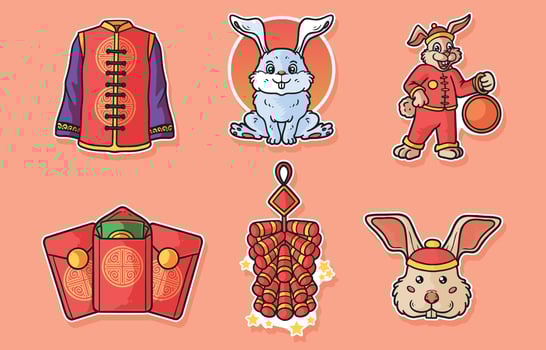Journal Chinese New Year  Celebration Concept Set vector