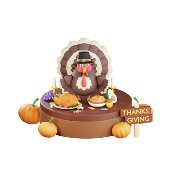 3D Thanksgiving Turkey Chicken Illustration png