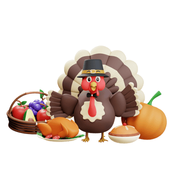 3D Thanksgiving Turkey Chicken Illustration png