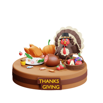 3D Thanksgiving Turkey Chicken Illustration png