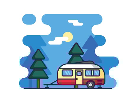 Illustration of Caravan, Camper, tourist, travel, journey, tourism, summer. Isolated Icon on a white background. vector