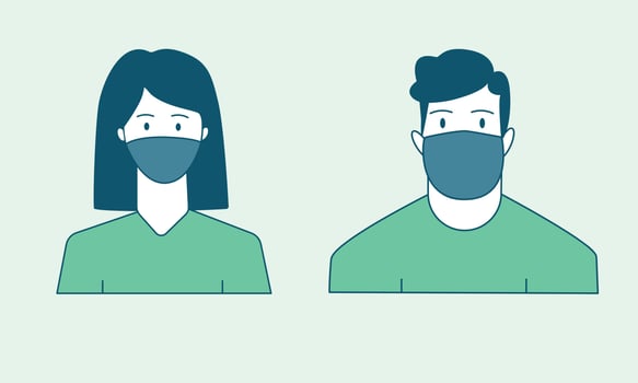 Man, woman in a mask. The virus, the coronavirus. vector