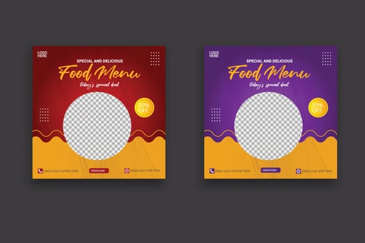 Food social media  post template for food promotion simple banner design vector