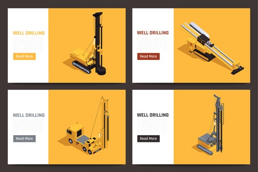 Well Drilling Banners Set vector