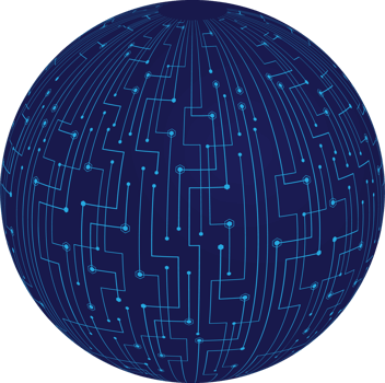 Blue Globe with Technology Elements png