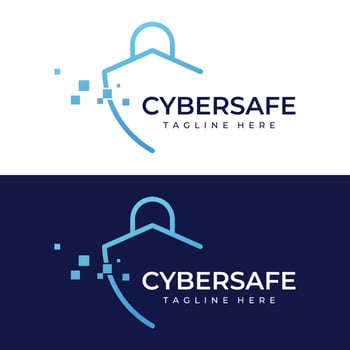 Creative technology digital cyber security logo template design with modern shield and key protection concept. Logo for business, digital and technology. vector