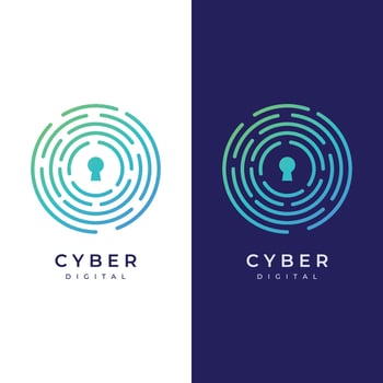 Creative technology digital cyber security logo template design with modern shield and key protection concept. Logo for business, digital and technology. vector