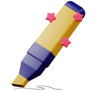 3d illustration of highlighter school education icon png
