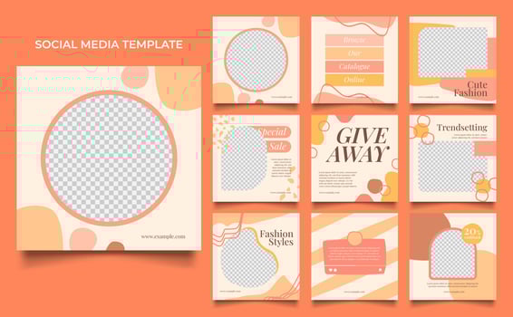 social media template banner fashion sale promotion in brown yellow color. vector