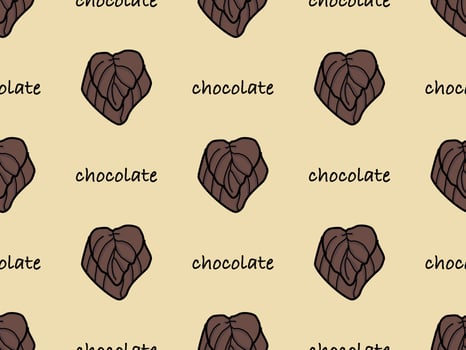 Chocolate cartoon character seamless pattern on yellow background vector