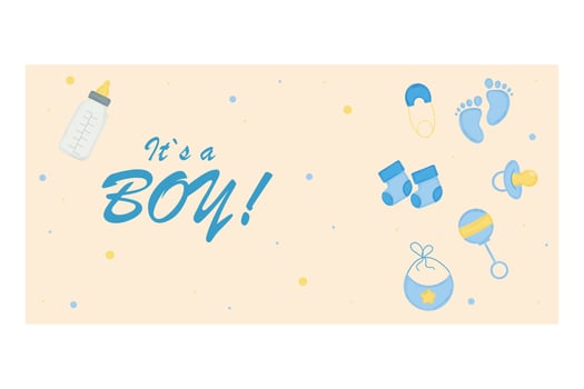 Invitation baby is a boy. Vector illustration