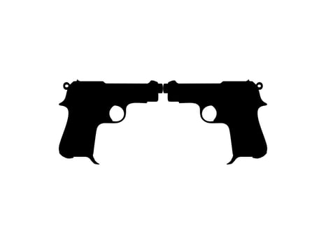 Silhouette of Pistol Gun for Logo, Pictogram, Website or Graphic Design Element. Vector Illustration