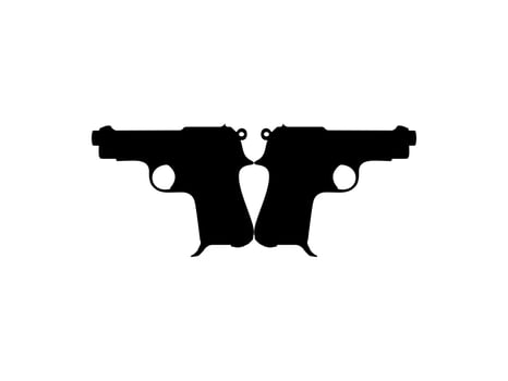 Silhouette of Pistol Gun for Logo, Pictogram, Website or Graphic Design Element. Vector Illustration