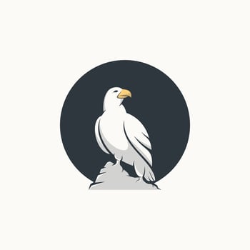 standing white eagle animal logo vector