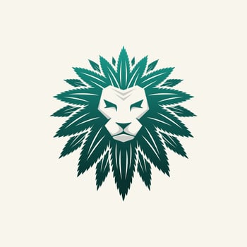 lion head logo with cannabis hair vector
