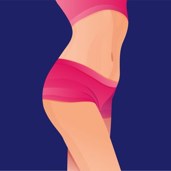 Perfect slim toned young of the Women. sporty women in sportswear, shorts butt icon for mobile apps, slim body. vector