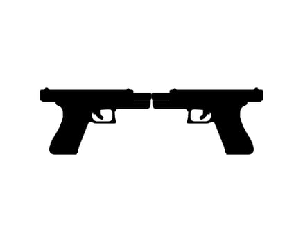 Silhouette of Pistol Gun for Logo, Pictogram, Website or Graphic Design Element. Vector Illustration