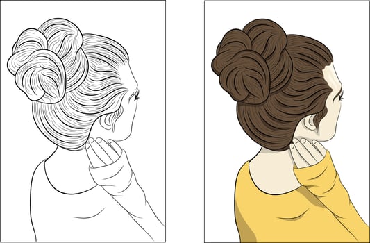 Cute Hand drawn Lady with a Messy Bun Isolated vector