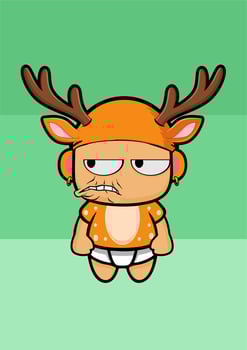 baby with deer costume green background vector